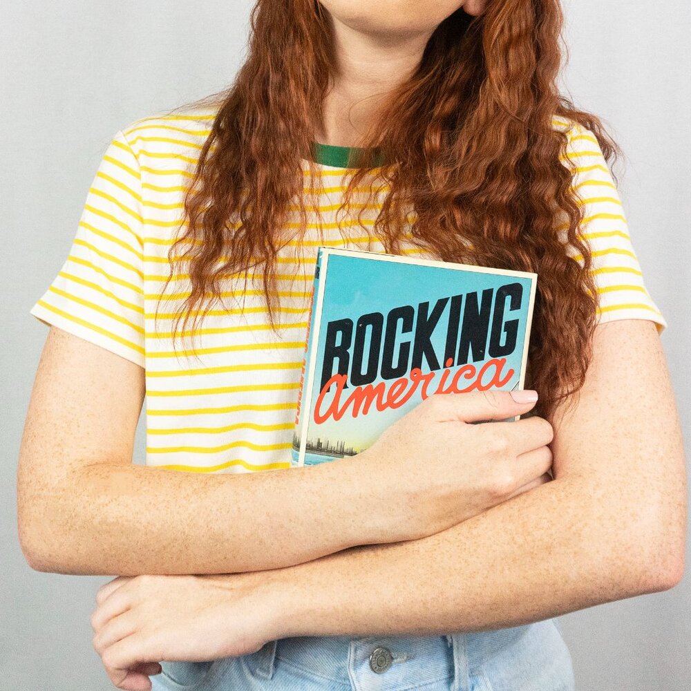 YELLOW STRIPE TEE W/ CONTRAST NECK BAND